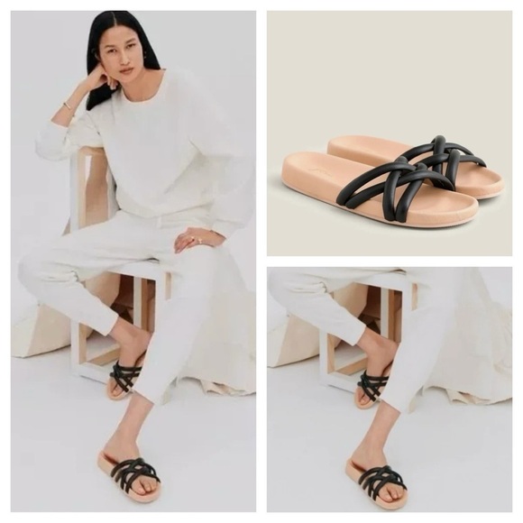 J. Crew Pacific Cushy Leather Strap Sandal - Black - Size 8 - Picture 1 of 11